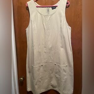 Sonoma Cream Sheath Midi Dress Sleeveless Crew Neck